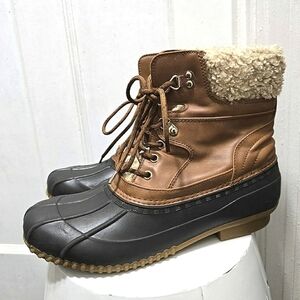 Tommy Hilfiger Rainah Ankle Lace Up Duck Boots Black Brown Women's Size 10M 🌴